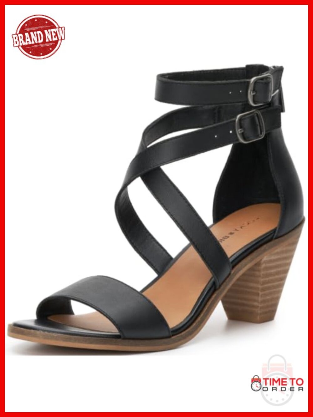 Genuine Leather Heeled Sandal with Adjustable Ankle Strap and Block Heel